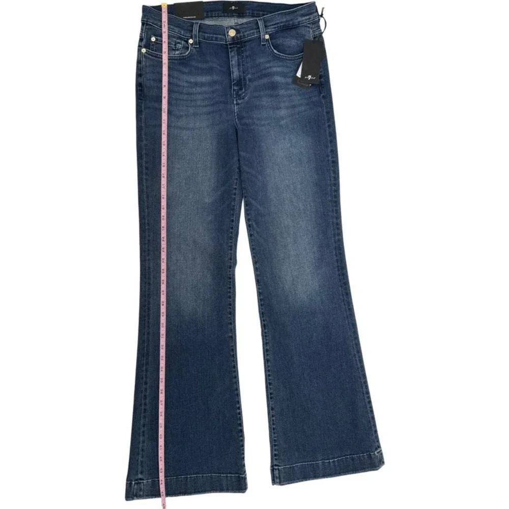 7 FOR ALL MANKIND NEW Size 31 Dojo Flare Jeans Blue Crystal Pocket Y2K Wide Leg - Picture 6 of 12